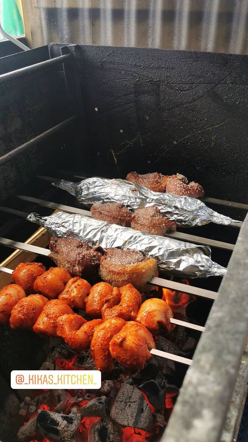Chicken and beef charcoal