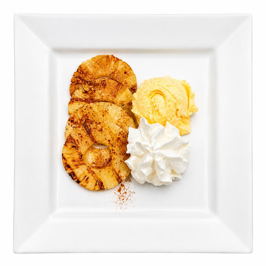 Grilled pineapple with vanilla ice cream