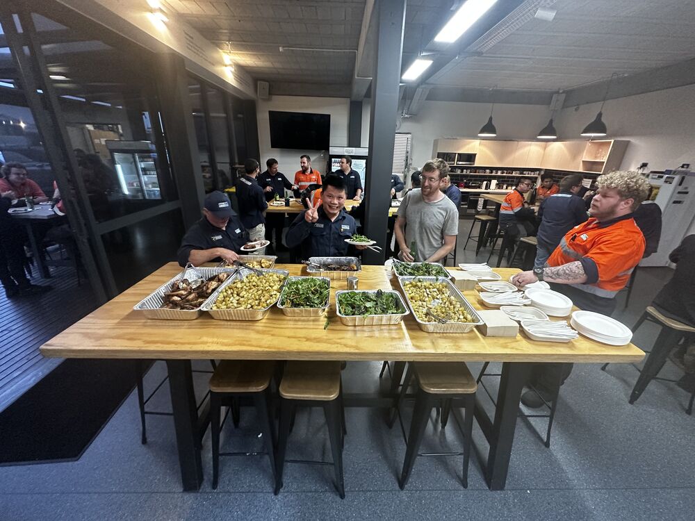 Corporate catering for a work crew